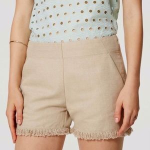 LOFT Linen Cotton Blend Fringe Shorts 4" Inseam